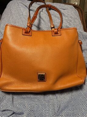 Dooney and Bourke Classic Leather Tote Handbag in Cognac